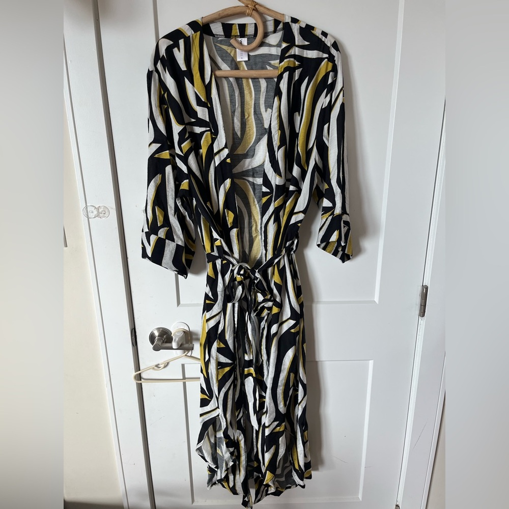 Smash + Tess Womens Robe Duster Palermo Abstract Aires Black White - Picture 4 of 8